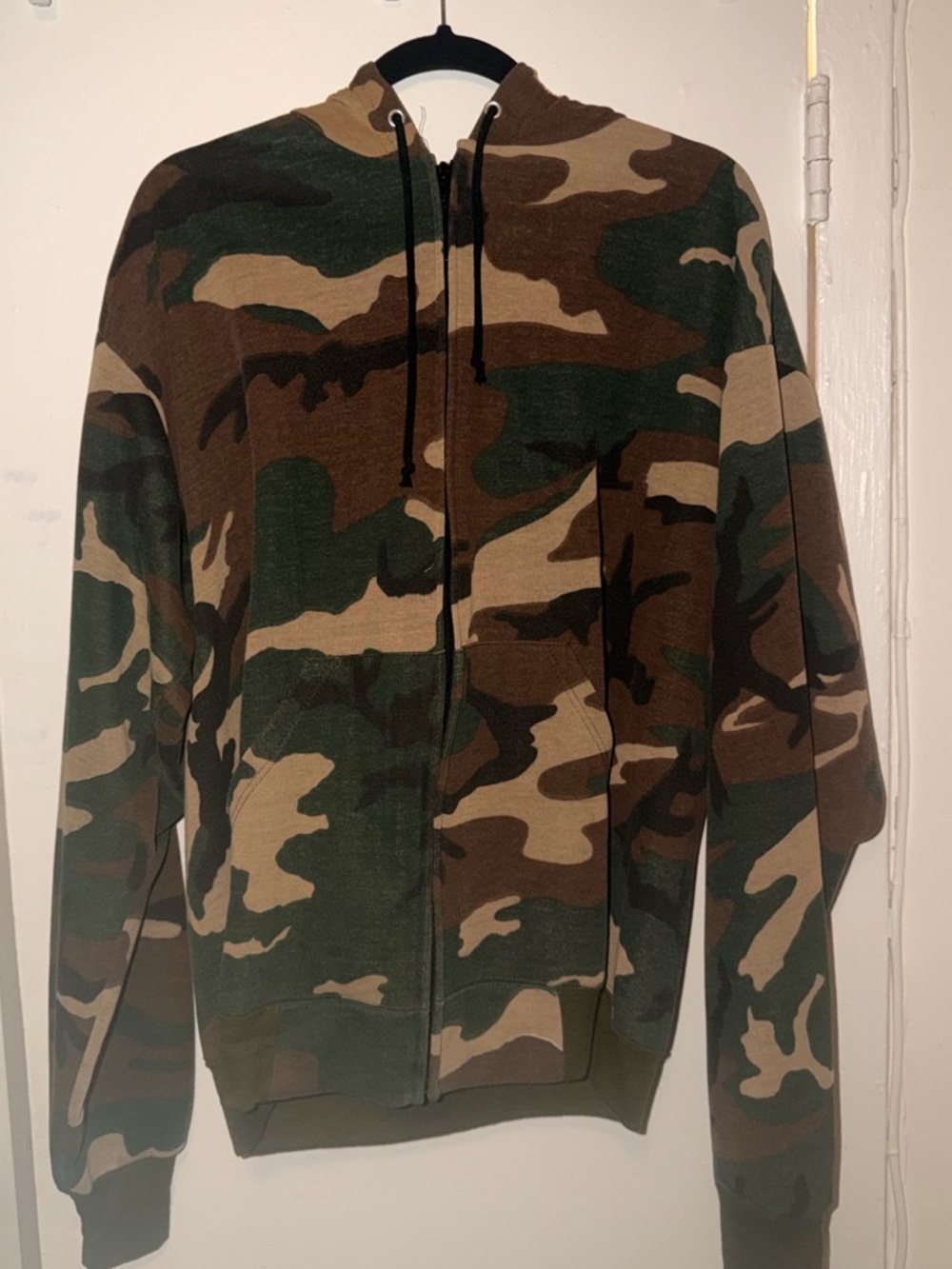 Men's Camouflage Zip-Up Sweater Hoodie - Green/Brown Camo